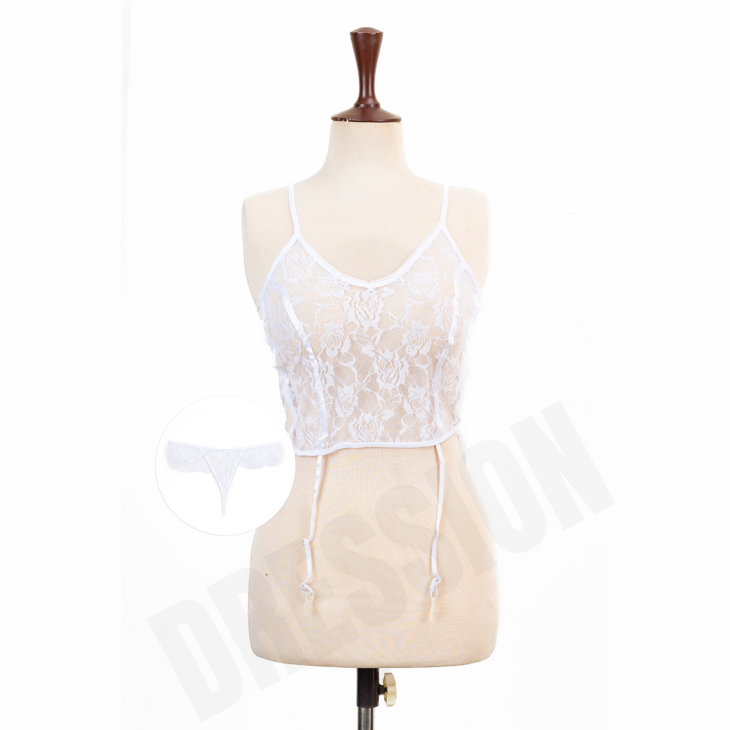 2PCs White Net Garter Set for Women