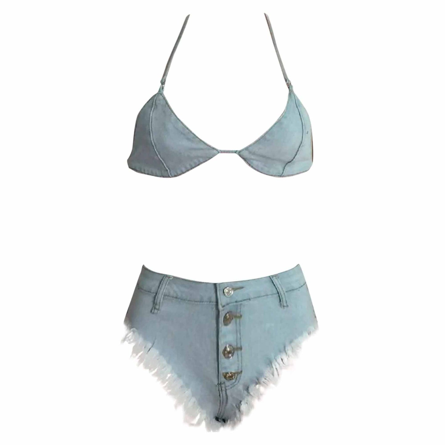 2PCs Sexy Tassel Denim Bra & Panty Set