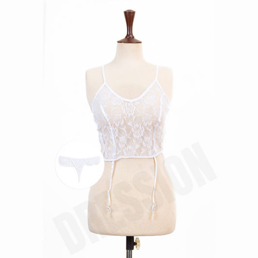 2PCs White Net Garter Set for Women