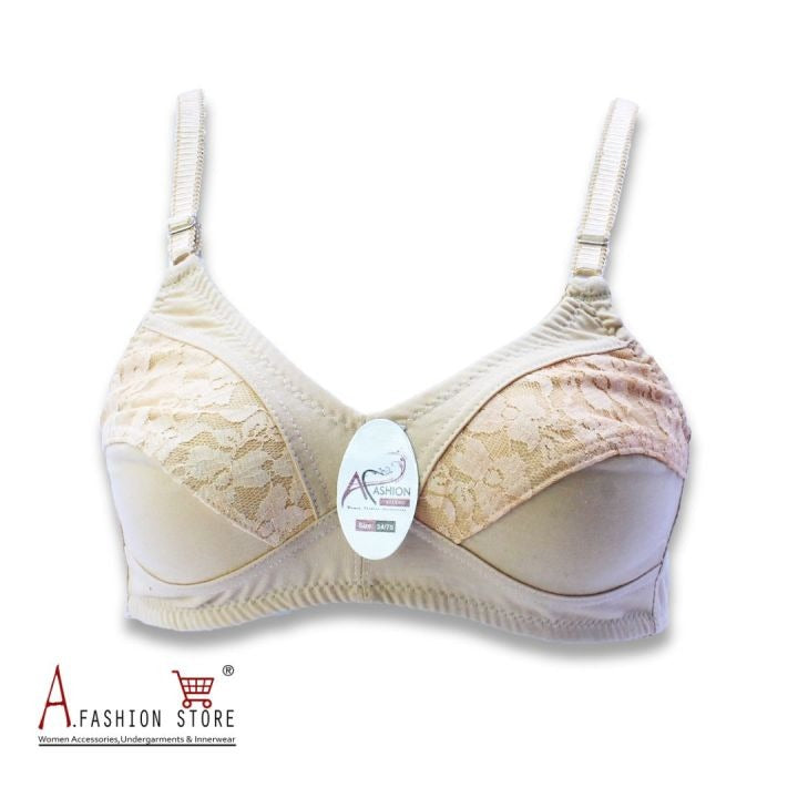 Hozery Soft Cotton  Half Net Bra
