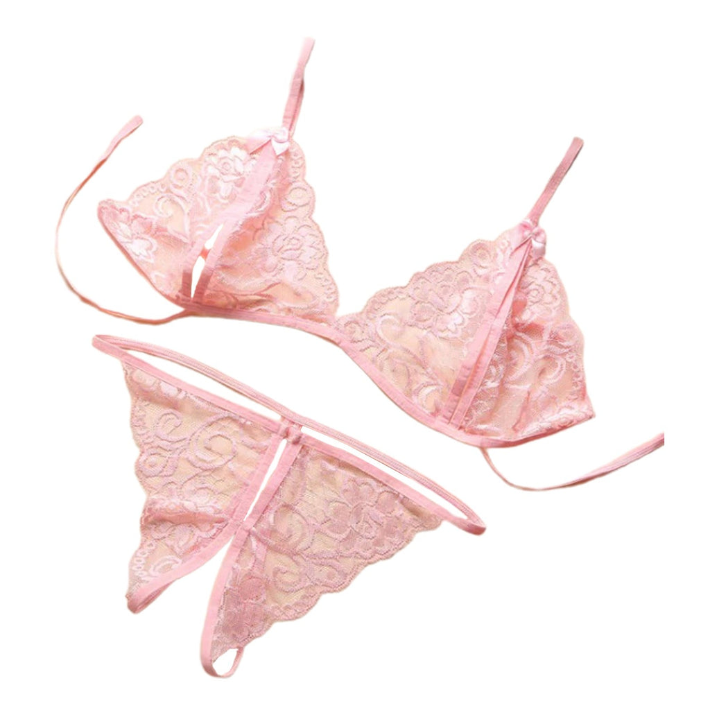 Net Lace Flower Bra set