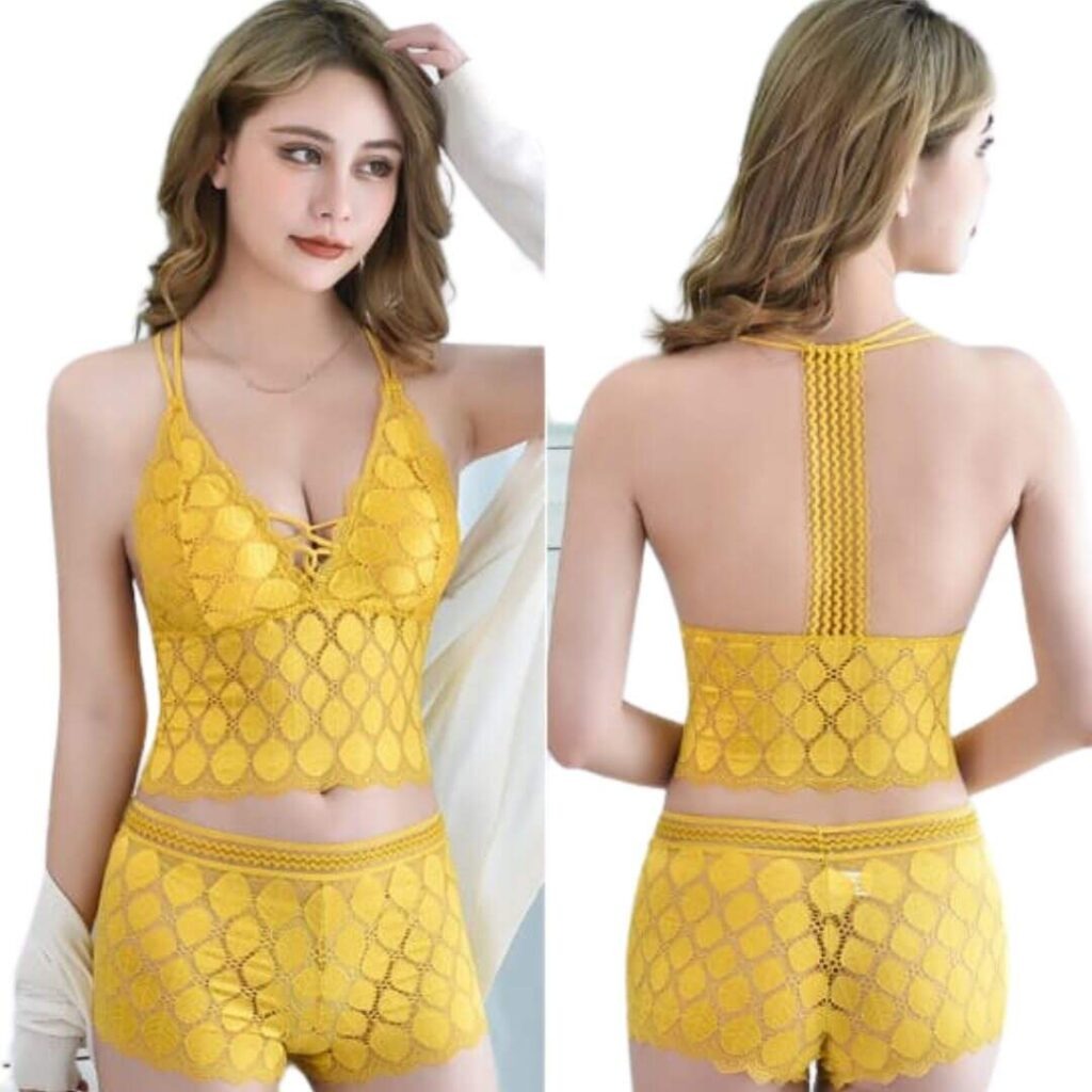 Leaf Style Padded Bra Set